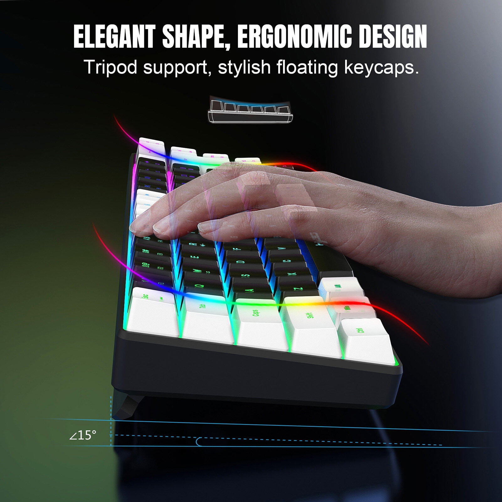 HXSJ V200 Wired K68 RGB Streamer Mini Gaming Keyboard 19-Key Conflict-Free Membrane Keyboard but Super Mechanical Feel for Game/Office