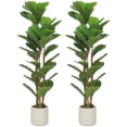 thumbnail image 1 of HOMCOM Faux Fiddle Leaf Fig Tree Set of 2, 4FT Fake Tree for Indoor Decor, 1 of 10