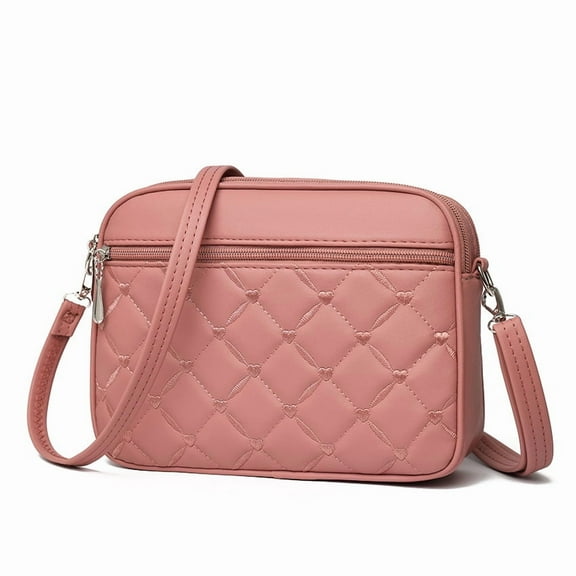 TAZAG Women's PU leather crossbody bag multi-layer practical embroidered diamond pattern shoulder bag middle-aged mother style women's bag