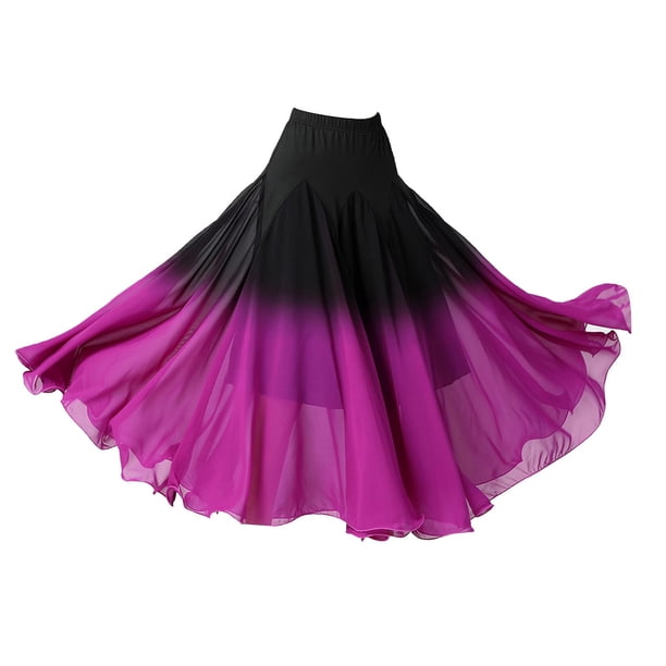 Falda de baile de salón para mujer, disfraz de danza del vientre, falda larga con vuelo, para fiestas navideñas L