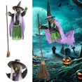 thumbnail image 4 of 6FT Halloween Flying Witch Outdoor Decoration Animated Hovering Prop with Sweeper Yard Haunt Display, 4 of 8