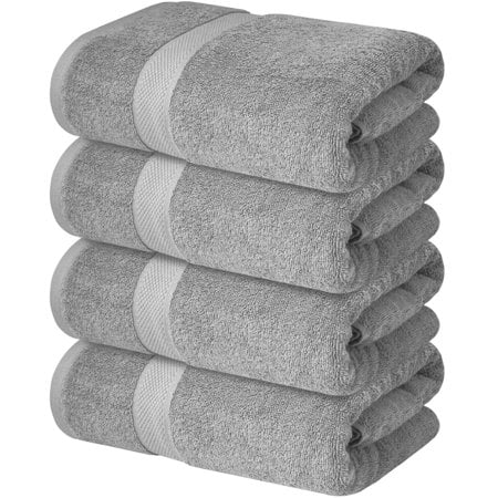 Infinitee Xclusives Premium Bath Towels Set Pack Of 4-100% Ring Spun Cotton Towels - Grey Bath Towels 27 X 54 - Soft Feel, Quick Dry, Highly Absorbent Durable Towels, Perfect For Daily Use