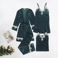 thumbnail image 3 of Mrat Lingerie for Women Role Playing Pajama Sets 4PC Nightgown Gold Robes Lightweight Lingerie Ladies Nightgowns & Sleepshirts Velvet Pajamas Lace Nightdress Sleepwear Trousers Green_A XXXL, 3 of 8