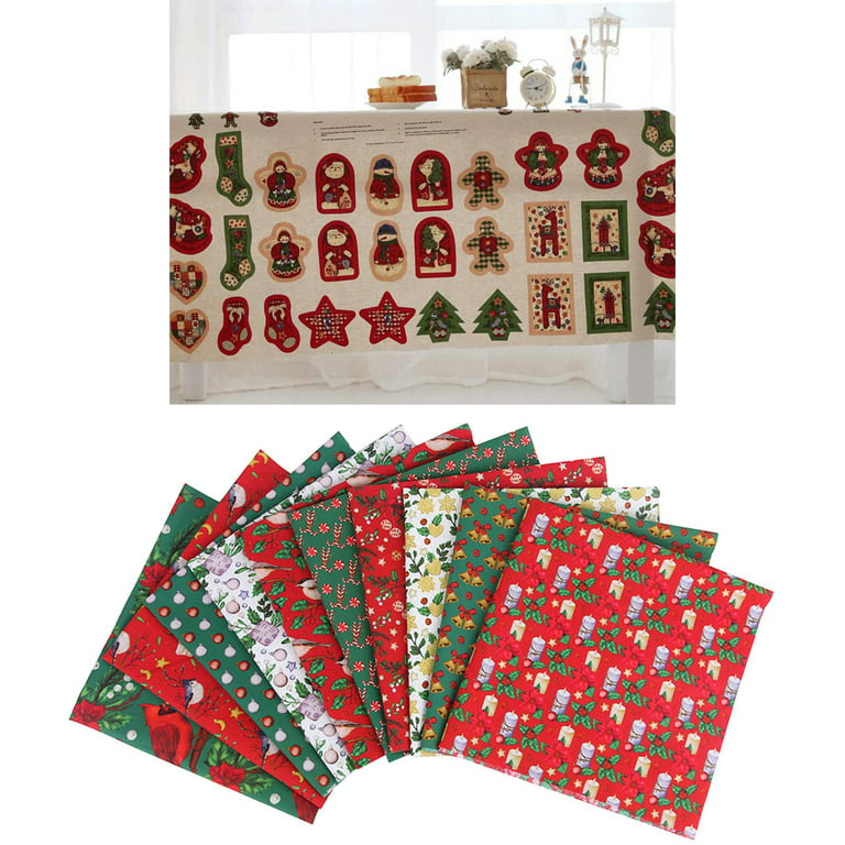  10 Pieces Christmas Fabric Squares Precut Quilting
