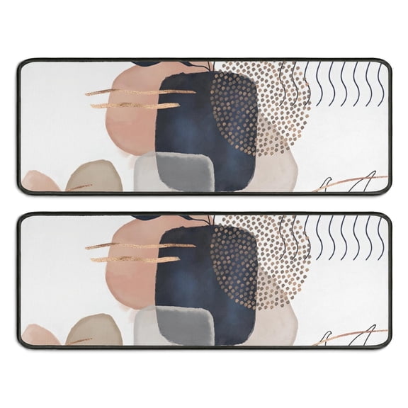 Kitchen Rugs Sets Of 2,Blue Boho Abstract and Plant Pattern Anti Fatigue Kitchen Mat Rugs Non Slip Washable,Decorative Kitchen Floor Mats for Kitchen,Sink,Laundry,17"x47" 17"x47"