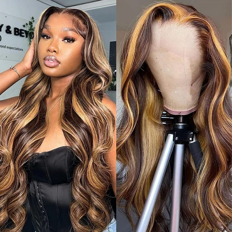 Honey blonde human clearance hair lace front wigs