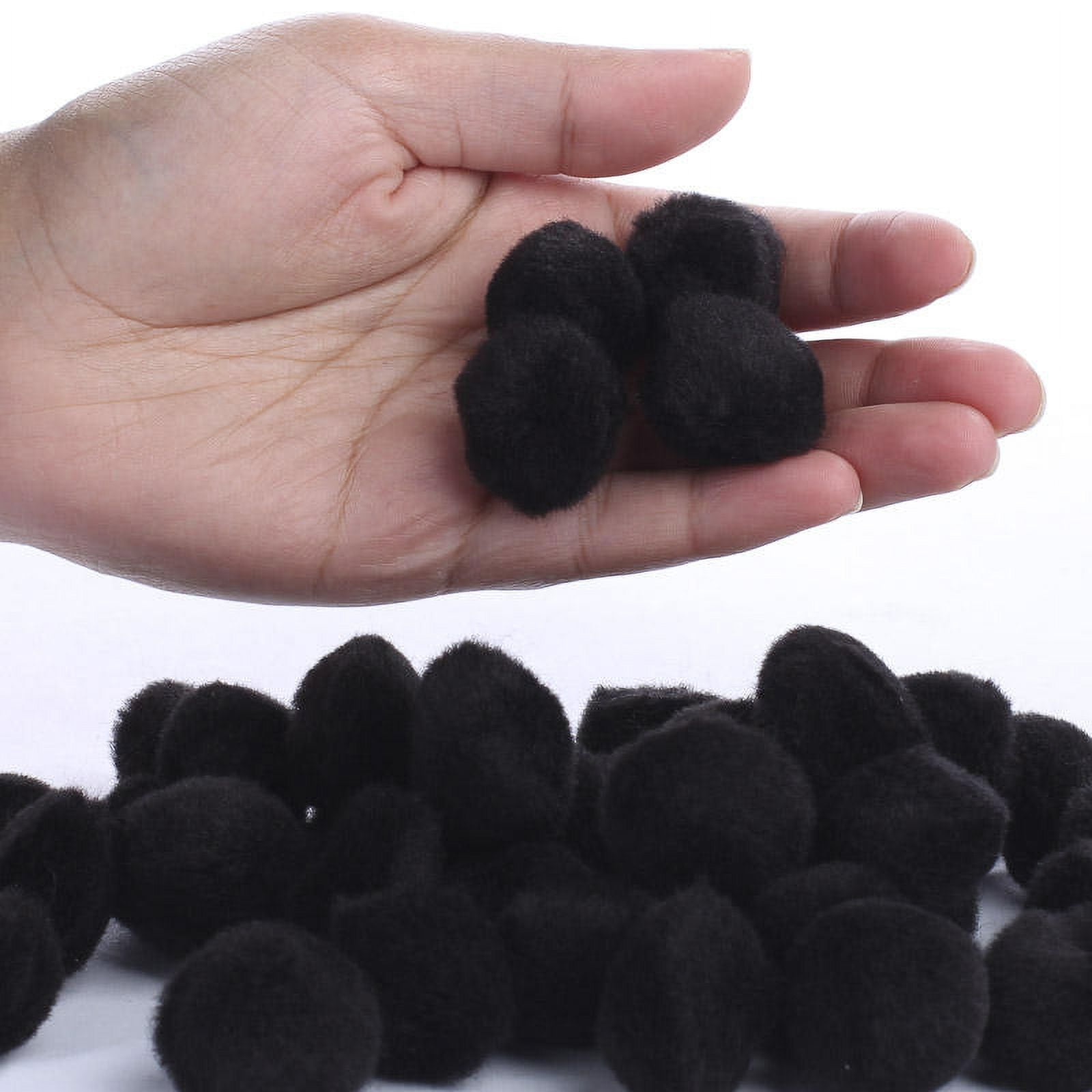 400 Pack 1" Black Craft Pom Poms for Arts and Crafts, DIY Projects, and Decorations