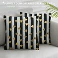 thumbnail image 3 of Nawypu  Black and Gold Throw Pillow Cover Bronzing Flannelette Home Pillowcases Throw Pillow Cover Love Black Gold Lips Pattern Design Rock Punk Neoclassical Style (White), 3 of 5