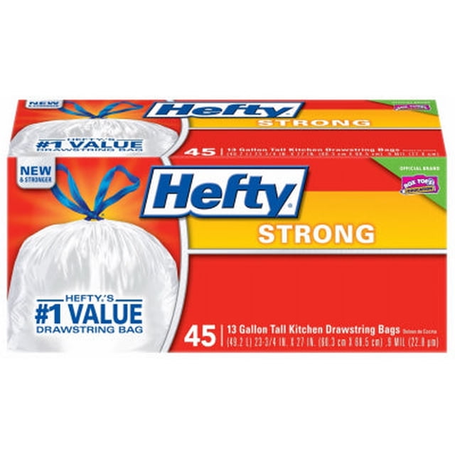 Bolsas de basura de cocina Hefty Strong, 49 L, 45 unidades (paquete de 6)