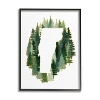 Stupell Industries Vermont State Outline Pine Tree Green Forest Town & City Painting Unframed Art Print Wall Art, 10 x 15