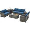 thumbnail image 7 of AECOJOY 7 Pieces Outdoor Furniture Set with Two Storage Boxes, Rattan Wicker Sectional Sofa Couch Patio Conversation Set, Dark Blue, 7 of 7