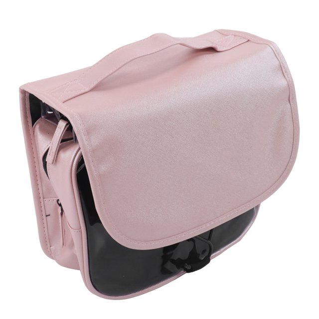 Organizador de viaje de gran capacidad, seguro, duradero, de cuero, con asa portátil, correa desmontable, bolsa de viaje para maquillaje