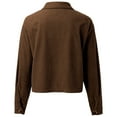 thumbnail image 5 of Fiaer Plus Size Casual Cropped Jackets Women Corduroy Button down Shirt Fashion Comfort Trendy Lapel Collared Tops Brown XXL, 5 of 7