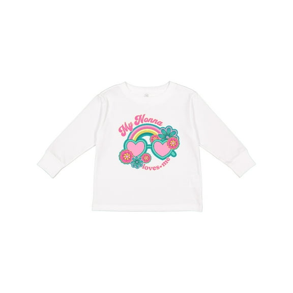 Inktastic Nonna Loves Me Girls Granddaughter Rainbow Girls Long Sleeve Toddler T-Shirt