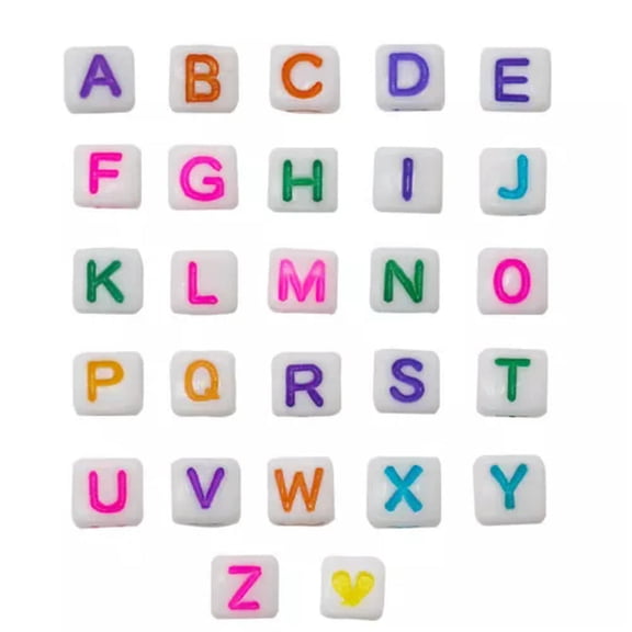 U8MO 100pcs Acrylic Round Letter Beads For Kid Handmade Jewelry Making DIY Bracelet-Color Cube-X-100PCS