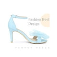 thumbnail image 3 of BLISSFUL STEP Rhines Ankle Strap Mesh Bow Stiletto Heel Sandals for Women, 3 of 4