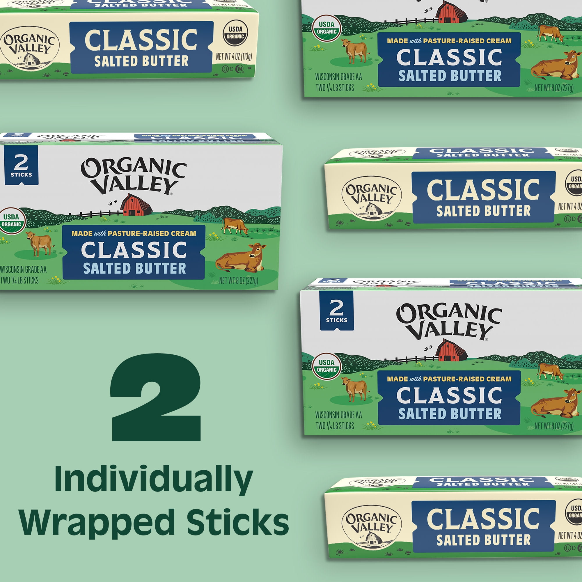 Organic Valley Salted Organic Butter, 8 oz Box, 2 Sticks