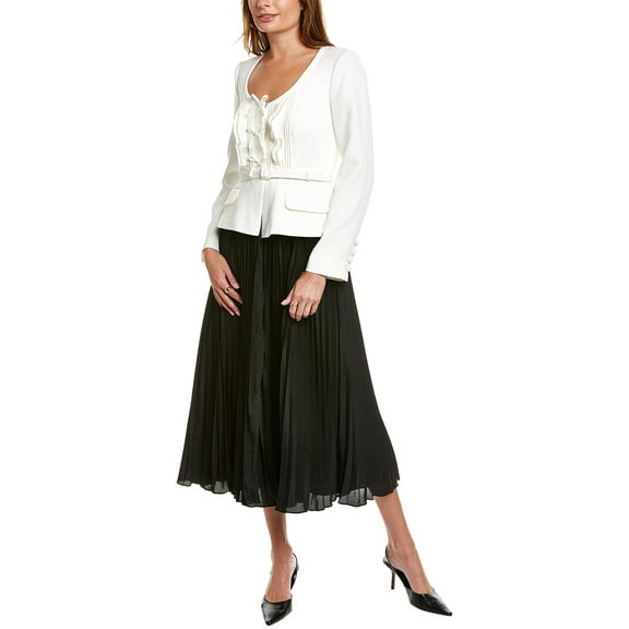 Self Portrait womens Self-Portrait Pleated Midi Dress, UK 6/US 2, White