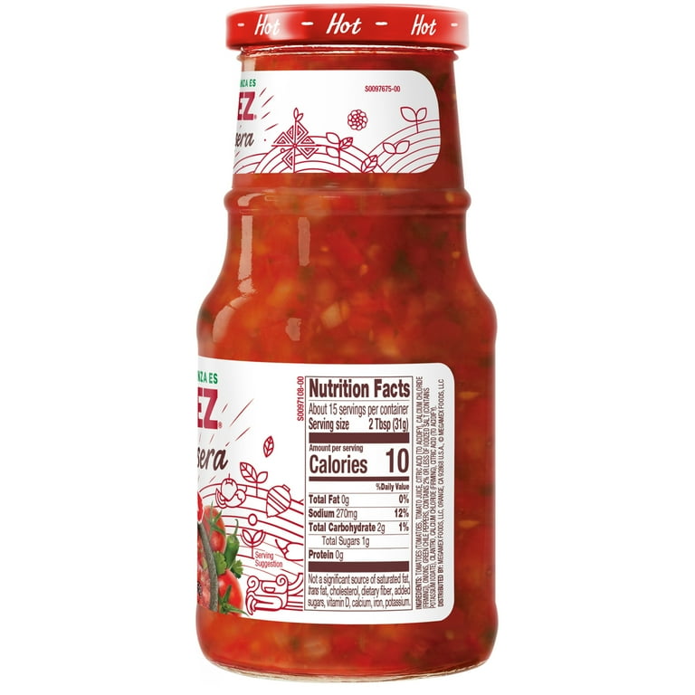 HERDEZ, Hot Salsa Casera, Spicy Mexican Salsa, 16 oz Jar, Tortilla
