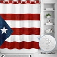 thumbnail image 2 of No Hook Shower Curtain, Puerto Rico Flag Shower Curtains for Bathroom with See Through Top Window, Palm Leaf Botanical Red Striped Blue Star Waterproof & Washable Bath Curtain Standard 72"x72", 2 of 9