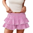 thumbnail image 2 of FASHOFT Tennis Skirt For Women Plaid Y2K Short Sports Skort Casual Elastic Material For Trendy Daily Wear And Outdoor Sports Womens Athletic Skirts Pink, 2 of 4