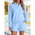 thumbnail image 5 of Women's 2 Piece Sets Long Sleeves Top Shorts Casual Trendy Outfits M, 5 of 9