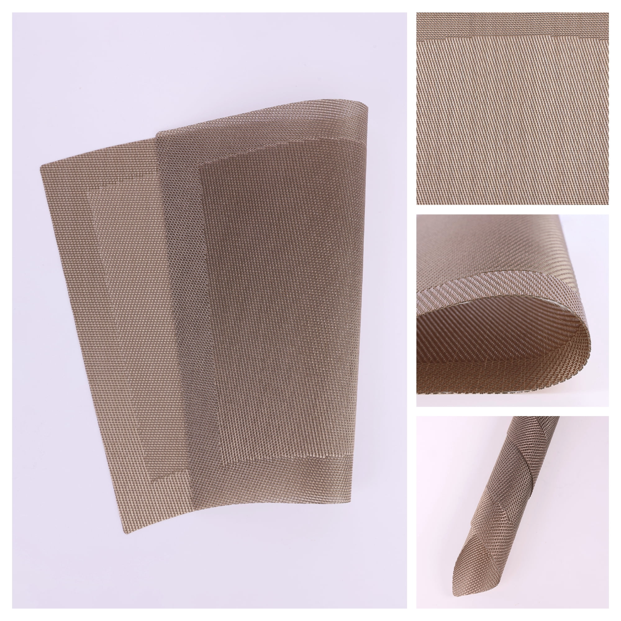 Unique Bargains Set of 8 Placemats Washable Heat Resistant Table Placemats Khaki 18x13in