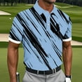 thumbnail image 2 of Hinvhai Men's Polo Shirts Short Sleeve Button Collar Geometry Printed Golf Tshirts Big and Tall Business Casual Fashion Tops Light Blue L(L), 2 of 5