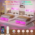 thumbnail image 3 of Afuhokles Twin Size Bed Frames, Velvet Upholstered Platform Bed with Led Lights and 2 Drawers, Headboard with Charging Station, Guardrail, Crystal Button, White, 3 of 9