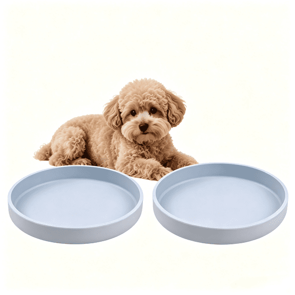 Silicone Pet Bowl Set, 2-Pack, 7-Inch Wide Shallow Design for Cats & Dogs, Whisker-Friendly, Non-Slip Base, For Wet & Dry Food