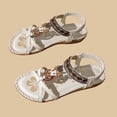 thumbnail image 5 of hoksml Women's Boho Beaded Flat Sandals, Elastic Ankle Strap Open Toe Summer Shoes, Multicolor, 5 of 6