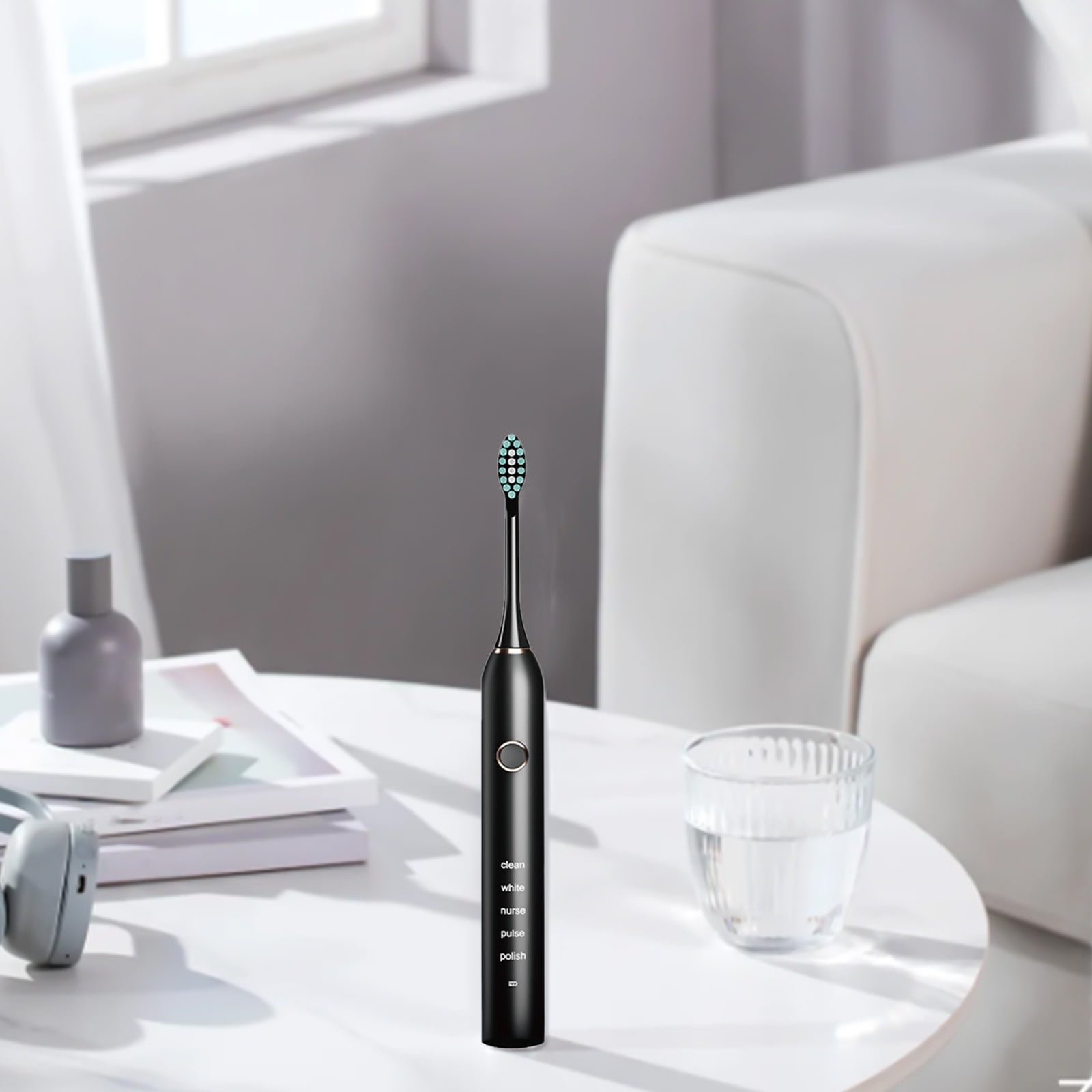 Wovilon USB Charging Toothbrush, Toothbrush With 2 Brush Heads, Smart 5-ModesTimer Toothbrush IPX7