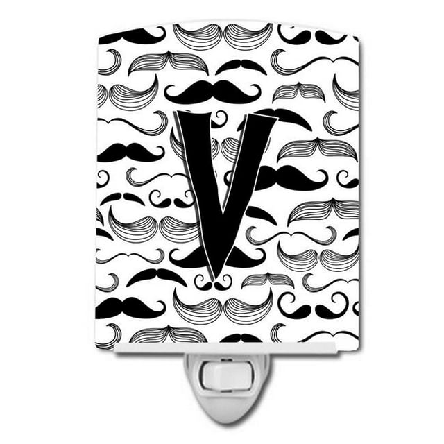 Carolines Treasures CJ2009-VCNL Letter V Moustache Initial Ceramic Night Light