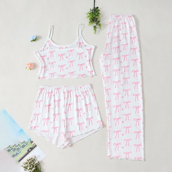 Censtreet Womens 3 Piece Pajama Sets Soft Sleeveless Tank Top and Shorts Pants Lounge Set