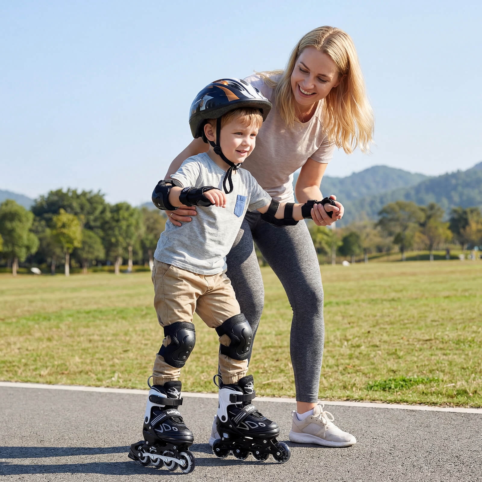 Babyjoy Kids’ Inline Skates for Boys Girls Ages 5-7, 4 Sizes Adjustable Blade Roller White & Black