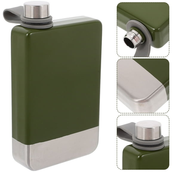 WEAVILUX Women Metal Flask Hip Flask Green Sleek Design 1Pack for Travel