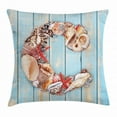 thumbnail image 1 of Letter C Throw Pillow Cushion Cover, Marine Life Design Letter C from Alphabet on Soft Colored Backdrop, Decorative Square Accent Pillow Case, 24 X 24 Inches, Pale Blue Ivory Dark Coral, by Ambesonne, 1 of 2