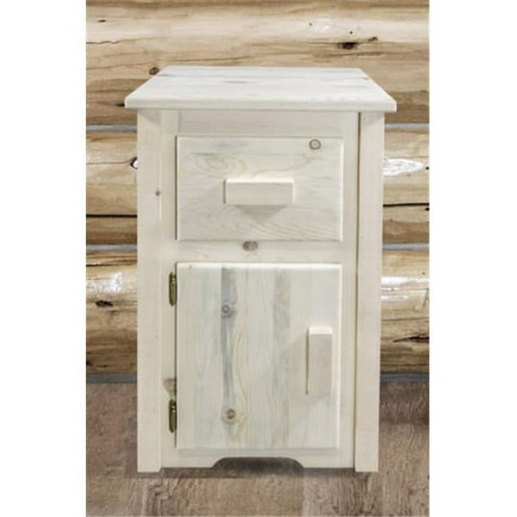 Homestead End Table with Drawer & Door Left Hinged, Clear Lacquer