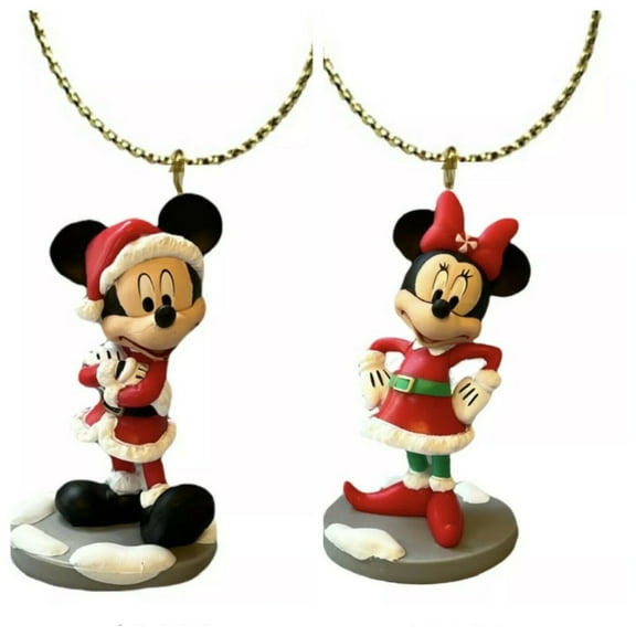 Minnie & Mickey Santa Candy Cane Ornament Figure Figurine 3” Pvc Holiday Charm New