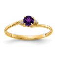 thumbnail image 1 of Solid 14k Yellow Gold 4mm Amethyst Purple February Gemstone Diamond Engagement Ring Size 5 (.016 cttw.), 1 of 3
