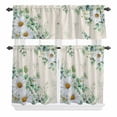 thumbnail image 2 of Kitchen Window Curtains Valance and Tier Set, White Daisy Flower Green Leaf Rod Pocket Tier Curtain Valance Set, Retro Linen Spring Leaves Light Filtering Cafe Curtains for Bedroom Living Room, 2 of 9