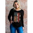 thumbnail image 2 of ABPHQTO Camiseta negra con cuello en V y estampado gráfico de la bandera americana occidental para mujer, 2 of 5