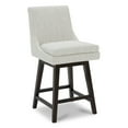 thumbnail image 3 of CHITA 26 inch Upholstered Swivel Fabric Counter Bar Stools with Back & Wood Legs Set of 2, Ivory White, 3 of 11
