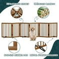 thumbnail image 2 of Sitebo Trading Walnut Dog Gates for The House Extra Wide, 6-Panel Freestanding Pet Gates with 4PCS Metal Stands for Doorways and Stairs, 24" H Foldable Wood Dog Fences Indoor, Expands Up to 110" (W), 2 of 8