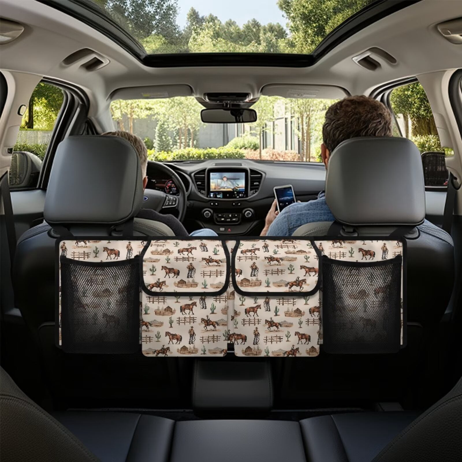KUIFORTI Trunk Organizer Oxford Cloth American Striped Car Storage Organizer Keep the Car Clean and Tidy Washable Car Trunk Organizers for Women, Easy to Install and Clean