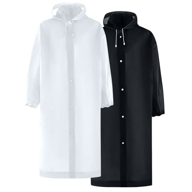 Zemub Imperméable à Capuchon à Manches Longues pour Femmes et Hommes, 2 Pcs, Extérieur (Gris Foncé, Taille Unique)