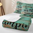 thumbnail image 4 of Erosebridal Happy Camping Camper Twin Quilt Set, Camp More Worry Less Print Twin Coverlet Set, Turqoise, 2-Piece 1 Bedspread and 1 Pillowcase, 4 of 7