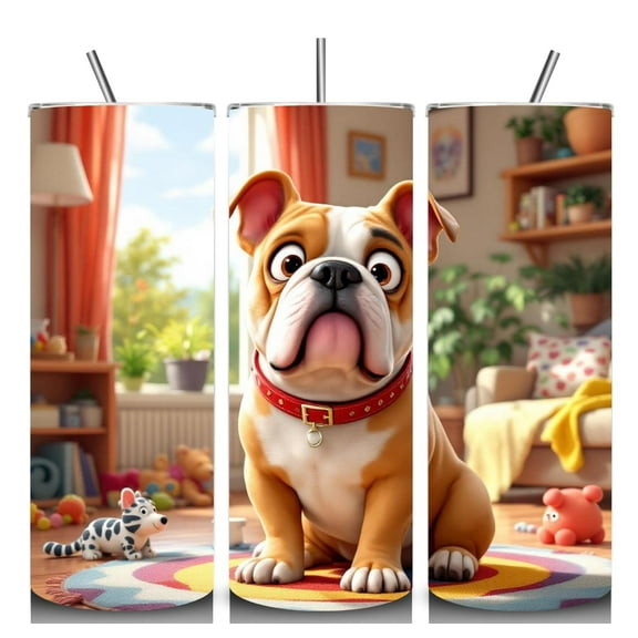 Alpha Printing 20oz Bulldog Funny Face Tumbler – Cute Dog Edition