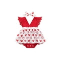 thumbnail image 1 of Kiapeise 2PCS Baby Girls Heart Pattern Sleeveless Romper Dress and Headdress, 1 of 8