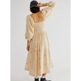 thumbnail image 3 of Diconna Robe Longue pour Femmes, Robe à Manches Longues Col Carré Broderie Fleur Robe Ample, 3 of 4